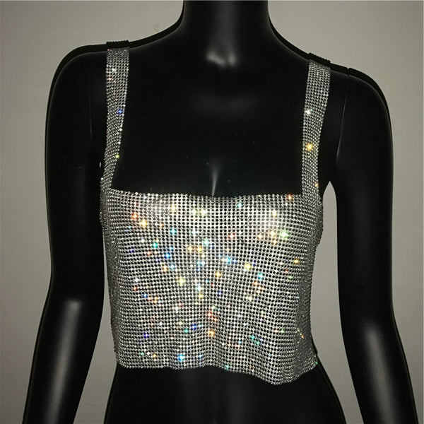Trendy Rhinestones Backless Cami Crop Top - TrendsetterbyTracy Boutique