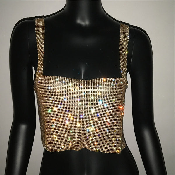 Trendy Rhinestones Backless Cami Crop Top - TrendsetterbyTracy Boutique