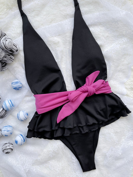 Trendy High Belted Ruffle Swimsuit - TrendsetterbyTracy Boutique