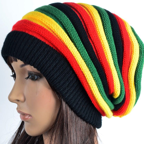 Trendy Jamaican Rasta Reggae Striped Beanie Hat - TrendsetterbyTracy Boutique