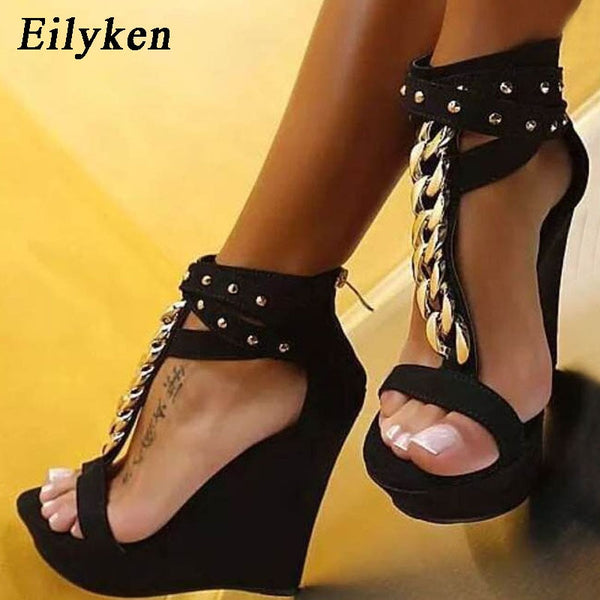 Trendy Metal Chain High Heel Peep Toe Heels - TrendsetterbyTracy Boutique