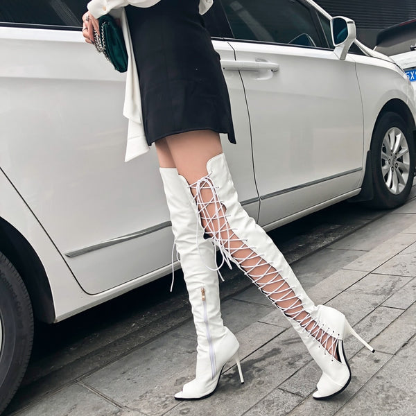 Trendy Thigh High Lace Up Boots - TrendsetterbyTracy Boutique