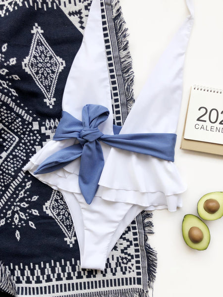 Trendy High Belted Ruffle Swimsuit - TrendsetterbyTracy Boutique