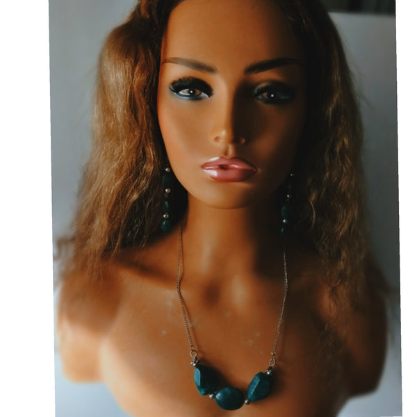 Trendy Emerald Green Necklace, Earring, And Bracelet Set - TrendsetterbyTracy Boutique