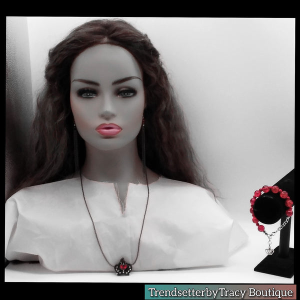 Trendy Red Queen of Hearts Statement Necklace Set - TrendsetterbyTracy Boutique