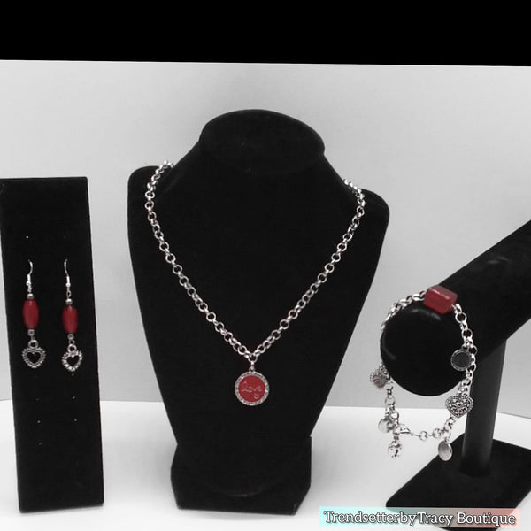 Trendy Love Is Like A Red Circle Statement Necklace Set - TrendsetterbyTracy Boutique