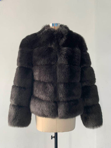 Trendy Faux Fur With Collar Winter Coat - TrendsetterbyTracy Boutique