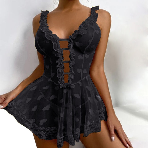 Trendy Heart Lingerie Lace Up Dress - TrendsetterbyTracy Boutique