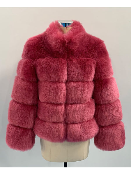 Trendy Faux Fur With Collar Winter Coat - TrendsetterbyTracy Boutique