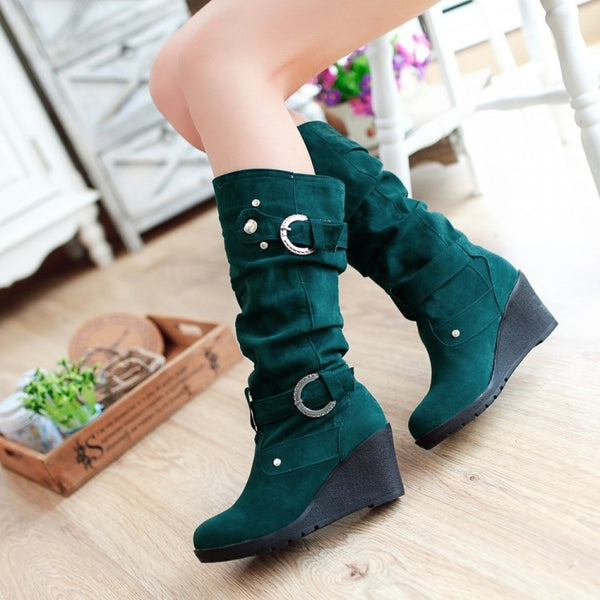 Trendy Casual Wedge Buckle Boots - TrendsetterbyTracy Boutique