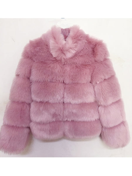 Trendy Faux Fur With Collar Winter Coat - TrendsetterbyTracy Boutique