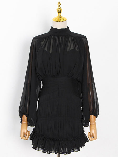 Trendy Hollow Out Lace Ruffle Mini Dress - TrendsetterbyTracy Boutique