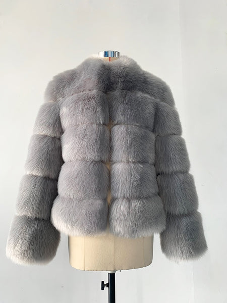 Trendy Faux Fur With Collar Winter Coat - TrendsetterbyTracy Boutique