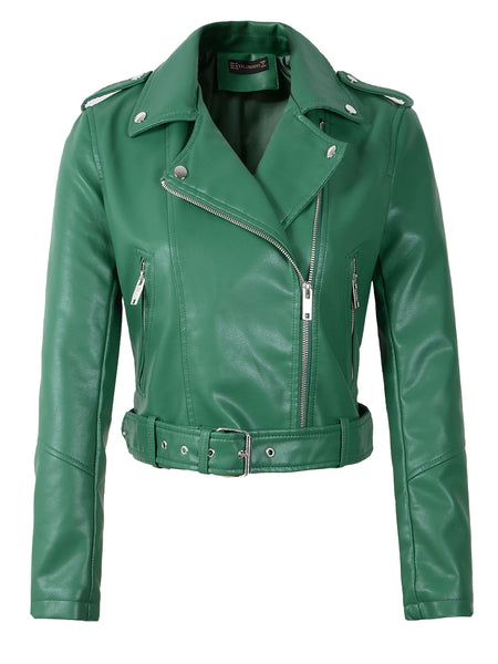 Trendy Solid Color Asymmetrical Leather Jacket - TrendsetterbyTracy Boutique