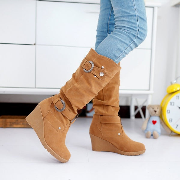 Trendy Casual Wedge Buckle Boots - TrendsetterbyTracy Boutique