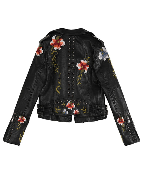 Trendy  Floral Print Faux Soft Leather Jacket - TrendsetterbyTracy Boutique