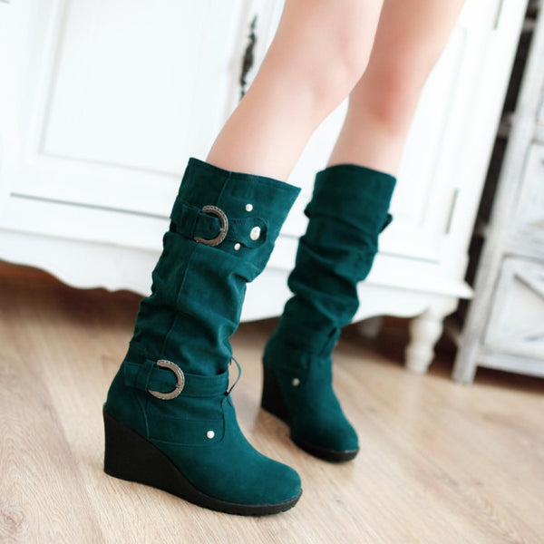 Trendy Casual Wedge Buckle Boots - TrendsetterbyTracy Boutique