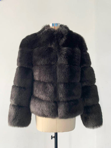 Trendy Faux Fur With Collar Winter Coat - TrendsetterbyTracy Boutique