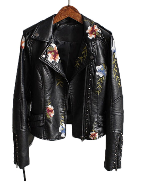 Trendy  Floral Print Faux Soft Leather Jacket - TrendsetterbyTracy Boutique