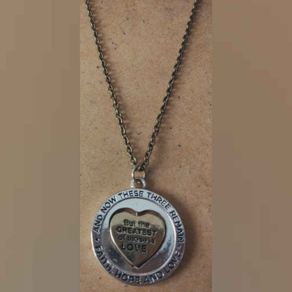 Trendy Fashion Silver and Gold Chain Bible Verse Charm Necklace Set.