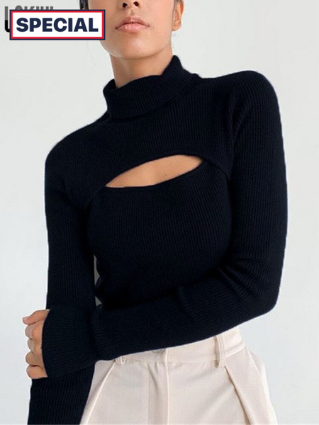 Trendy Knitted Long Sleeve Hollow Out Sweater - TrendsetterbyTracy Boutique