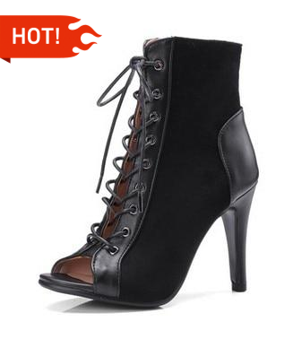 Trendy Open Toe Comfortable High Heel Lace-Up Ankle Boots - TrendsetterbyTracy Boutique