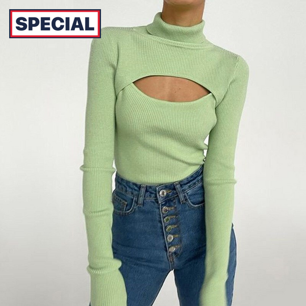 Trendy Knitted Long Sleeve Hollow Out Sweater - TrendsetterbyTracy Boutique