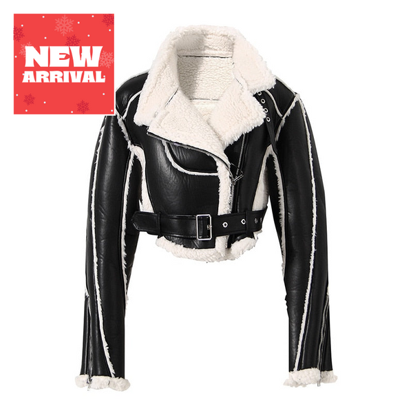 Trendy Waist Leather Jacket With Faux Fur - TrendsetterbyTracy Boutique