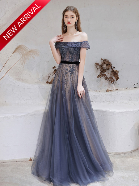 Trendy Dubai Dark Blue Beaded Formal Gown - TrendsetterbyTracy Boutique