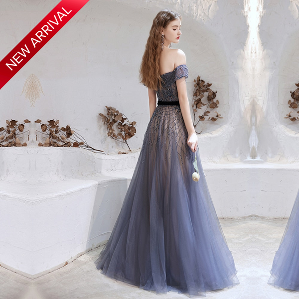 Trendy Dubai Dark Blue Beaded Formal Gown - TrendsetterbyTracy Boutique