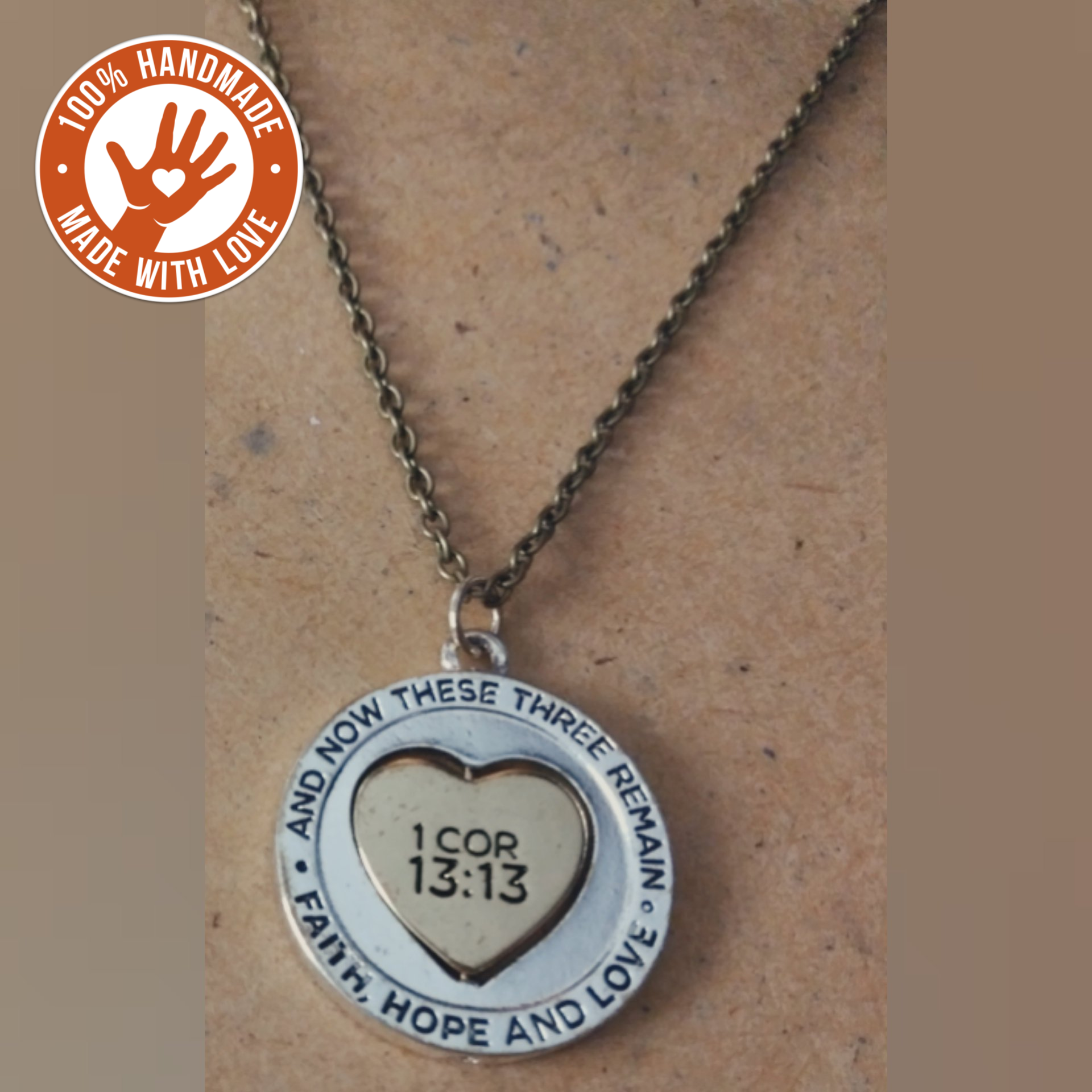 Trendy Fashion Silver and Gold Chain Bible Verse Charm Necklace Set.