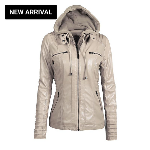 Trendy Hooded Faux Leather Jacket - TrendsetterbyTracy Boutique