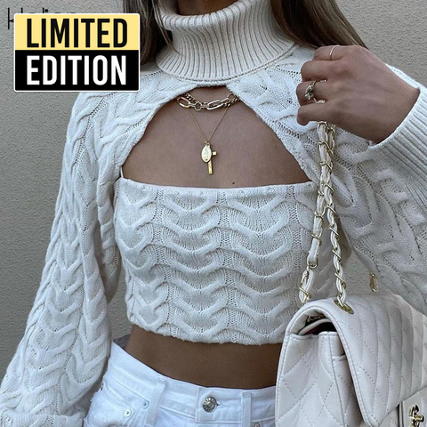 Trendy Long Sleeve Turtleneck Pullover And Camisole Sweater Set - TrendsetterbyTracy Boutique