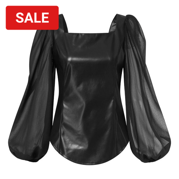 Trendy Square Neck Puff Long Sleeve Blouse - TrendsetterbyTracy Boutique