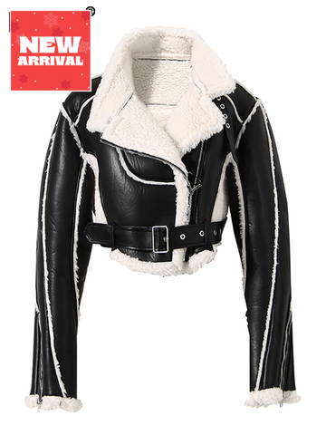 Trendy Waist Leather Jacket With Faux Fur - TrendsetterbyTracy Boutique