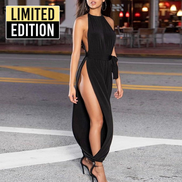 Trendy Solid Sleeveless Slit Jumpsuit - TrendsetterbyTracy Boutique