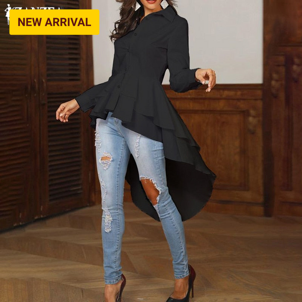 Trendy Asymmertrical Solid Color Tunic Blouse - TrendsetterbyTracy Boutique