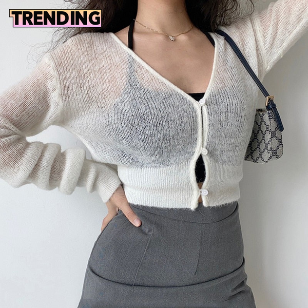 Trendy Cropped Long Sleeve Knitted Cardigan Sweater - TrendsetterbyTracy Boutique
