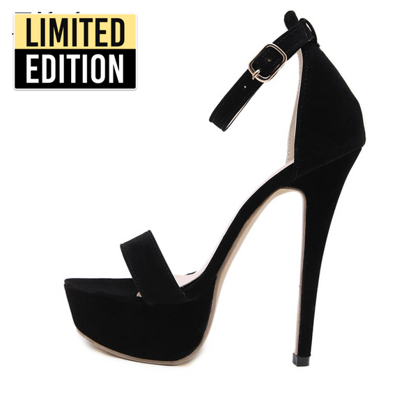 Trendy Black Buckle Strap Platform Heels - TrendsetterbyTracy Boutique