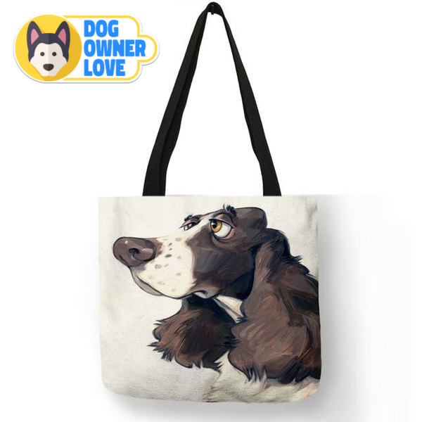Trendy Dog Printed Casual Fabric Tote Handbag - TrendsetterbyTracy Boutique