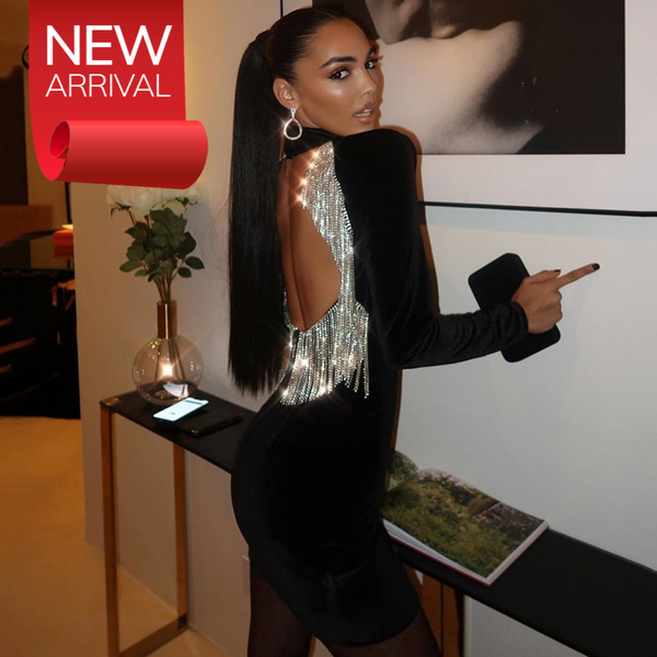 Trendy Turtleneck Long Sleeve Backless Mini Dress - TrendsetterbyTracy Boutique