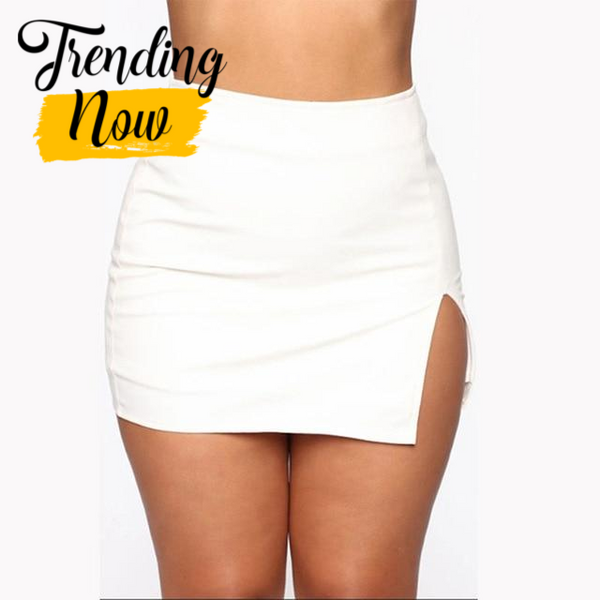 Trendy Solid Color High Waist Split Mini Skirt - TrendsetterbyTracy Boutique