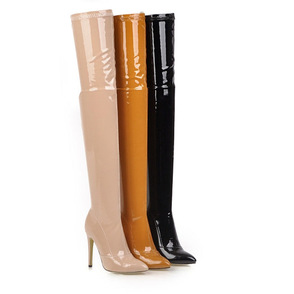 Trendy Stiletto High Heels Over The Knee Stretch Boots - TrendsetterbyTracy Boutique