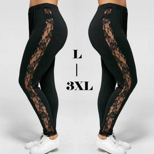 Trendy Plus Size Lace High Waist Fitness Leggings - TrendsetterbyTracy Boutique