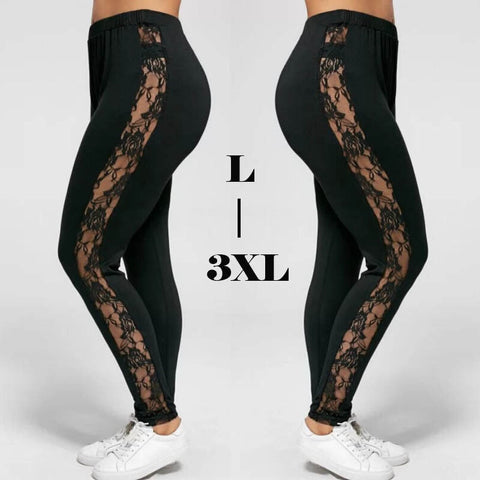 Trendy Plus Size Lace High Waist Fitness Leggings - TrendsetterbyTracy Boutique