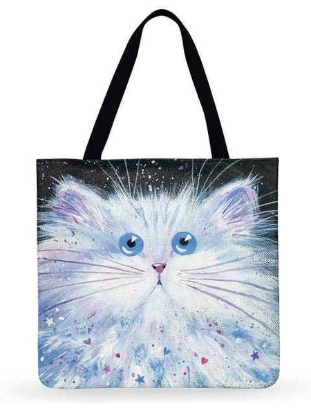 Trendy Cat Printed Casual Tote Handbag
