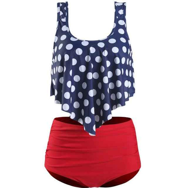 Trendy Ruffle  High Waist Bikini Swimwear With Push Up Bra