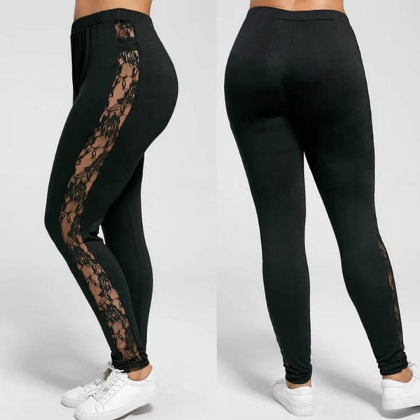 Trendy Plus Size Lace High Waist Fitness Leggings - TrendsetterbyTracy Boutique
