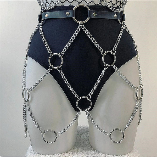 Trendy Faux Leather Punk Rock Style Link Chain Mini Skirt - TrendsetterbyTracy Boutique