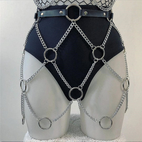 Trendy Faux Leather Punk Rock Style Link Chain Mini Skirt - TrendsetterbyTracy Boutique